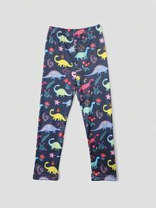 4 Paar Mädchen Caprileggings, Blumen-, Stern-, Einhorn-, Dinosaurier-Muster, angenehmer Stoff Strumpfhosen, geeignet für den täglichen Gebrauch, Frühling/Sommer