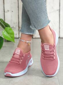 New Spring/Autumn Women's Soft Sole Outdoor Sport Shoes, Non-Slip Mesh Breathable Running Shoes, Thick Sole Casual Sneakers