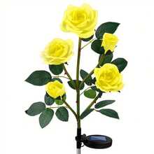 1 Stück 5-köpfige Outdoor Solar betriebene wasserdichte Rosenlichter, erhältlich in Rot, Gelb, Weiß, Blau und Pink, geeignet für Garten, Rasen, Hof und Veranda Dekoration - 5 Rosen auf dem Boden gepflanzt - Übersicht 10