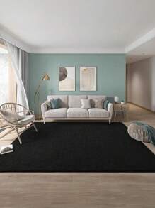 1pc Luxury Velvet Plush Area Rug, Convenient Foldable Washable Carpet, Suitable For Bedroom Living Room, High Quality Black Color, Home Decor Accessory