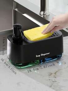 2pcs(Soap Dish + Sponge) Kitchen Pump Soap Dispenser, Manual Liquid Soap Pump Box With Sponge