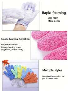 10PCS/5PCS/3PCS/1PC Exfoliating Gloves, Exfoliating Gloves For Dead Skin Bath Exfoliating, Shower Gloves For Shower SPA Massage, Body Scrub Gloves, Natural Body Cleaning Cloth, Body Cleaning Tools, Blue Back To School