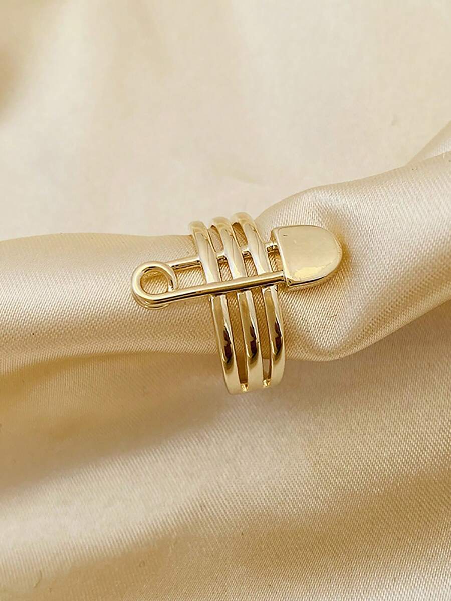 1 Piece Fashion Open Circle Design Brooch Style Women Ring - Yellow Gold - View 1
