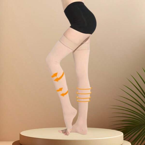 1 Pair Varicose Vein Compression Stockings, Random Length, Anti-Swelling Elastic Stockings For Women, Level 2 Slimming Leg Shaping Sport Type