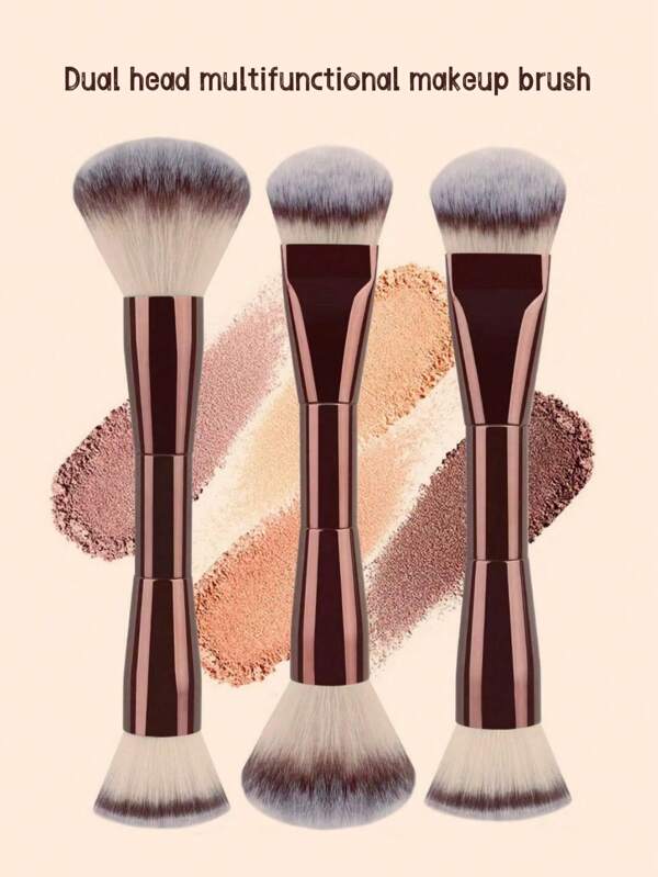 Dual-Ended Foundation & Blush Brush - Soft Bristle, Fragrance-Free, Metal Handle, For All Skin Types - Perfect For Flawless Application Of Liquid, Cream, And Powder Makeup