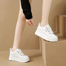 New Solid Color Canvas Shoes, Summer Sneakers, Platform Thick Sole, Casual Shoes, Student/Sports Shoes - White - View 2