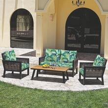 2/4/6 件弹力露台坐垫套，适合户外沙发套、可洗露台家具椅套 - 綠色 - 查看 7