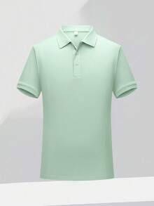 Camiseta polo de manga corta de verano para hombre con cuello, uniforme de trabajo de secado rápido - verde menta - Ver 3