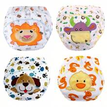 4 piezas de pantalones de entrenamiento reutilizables para niños pequeños, con diseños bordados lindos, transpirables y resistentes al agua, aptos para uso en exteriores
