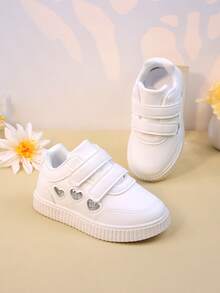 春季新款童鞋防滑幼儿女童运动鞋中童男童休闲滑板鞋宝宝跑鞋小白鞋 - 銀色 - 查看 5