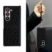 1 件 PU 皮革和珍珠表面手机壳和 1 个手链套装，兼容三星 Galaxy Z Fold 7、6、5、4、3、5G 防水防震防摔防刮 - 黑色 - 查看 2