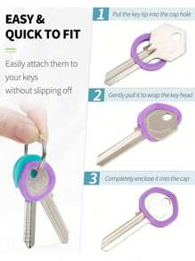 20pcs/Set 10-Color Silicone Elastic Key Covers, Waterproof Key Protectors, Key Ring Organizers Car Accessories Bag Charm School