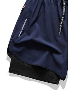 3-Inch Men's Summer Outdoor Running Shorts, Quick Dry & Breathable Lining, Marathon, Training, Fitness - Navy Blue - View 5