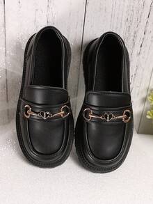 1 双时尚可爱蝴蝶结 PU 仿珍珠钩环防滑舒适百搭玛丽珍平底鞋，适合春秋季户外、休闲、派对、学校穿着 - 黑色 - 查看 7