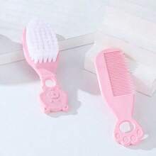 3 件头部护理套装：刷子、按摩刷、梳子 - 柔软婴儿梳子、熊形梳子套装，适用于新生儿和婴儿