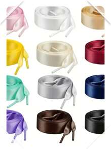 1 Pair/2pcs 2cm Width 120cm Length Satin Ribbon, Fashion DIY Shoelace Suitable For Sneakers, Boots, And Gift Box Packaging