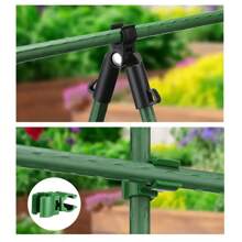 23pcs Green Metal Garden Trellis, 10 Poles + 13 Accessories Multi-Purpose Support Stakes, Durable For Tomatoes, Cucumbers, Grape Vines, Vegetables And Grape Arbors, Garden And Yard