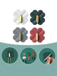 1pc/4pcs Multifunctional Clover Shaped Hooks, Can Hang Clothes, Towels, Hats, Keychains, Decorative Hooks
