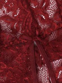 Plus Size Women Lace Hollow Sexy Bodysuit