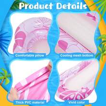 وسادة مائية قابلة للنفخ، طوافة للسباحة في المسبح والشاطئ والبحيرة، وسادة استرخاء مريحة للغاية، جزيرة للمرح العائلي في المسبح، ضروريات الشاطئ، اكسسوارات الشاطئ - متعدد الألوان - مشاهدة 3