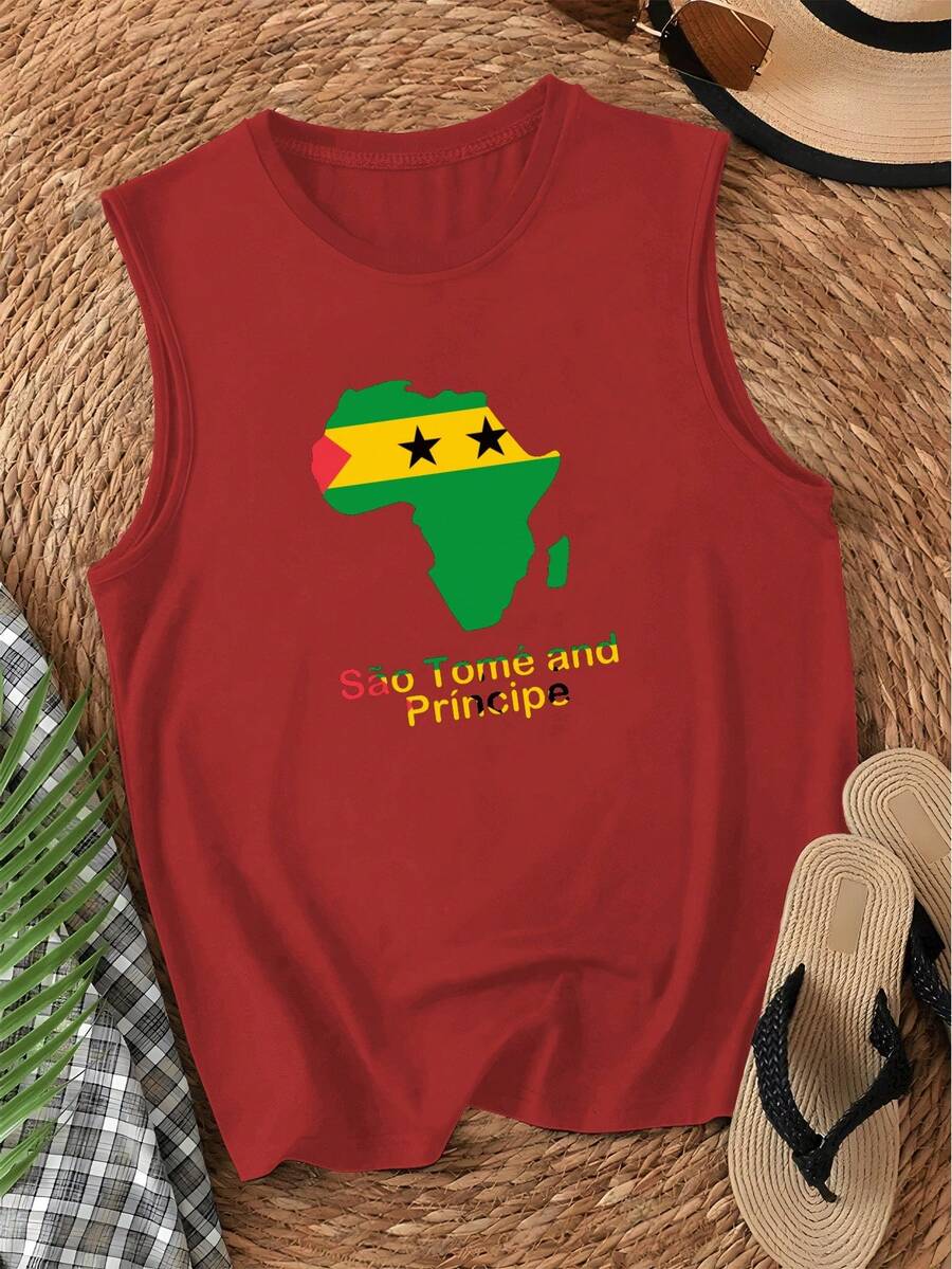 Africa Country S O Tom And Pr Ncipe Women's Vest - Đỏ - Xem 1