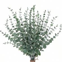 1/5/10/30/70PCS Artificial Plastic Plants Eucalyptus Leaves Birthday Party Decoration Wedding Flower Basket Bride Holding Flowers Home Decoration Dining Room Bedroom Windowsill Vase Decoration New Year Decoration Outdoor Garden Start Of School Season/Mother's Day Gifts