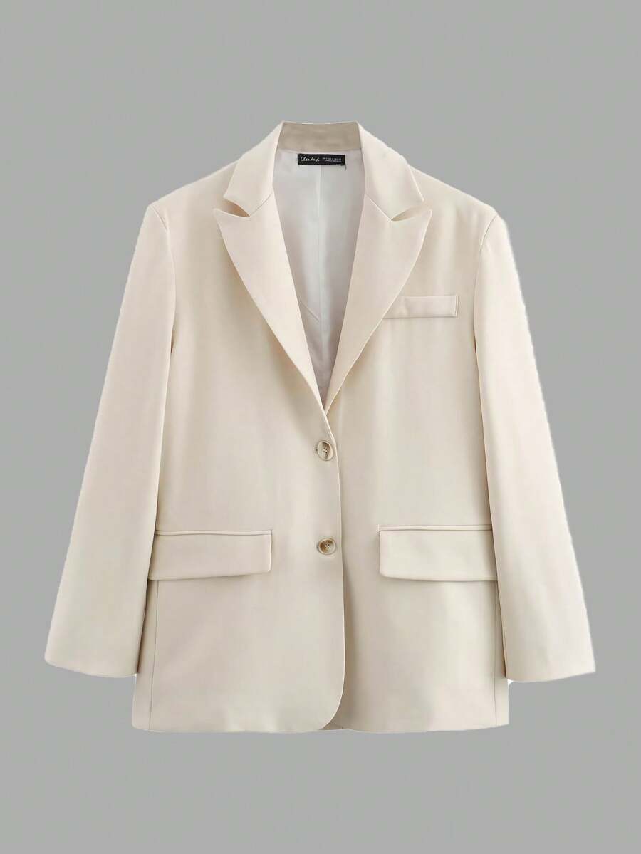 Relaxed Fit Solid Color Blazer, Suitable For Spring, Autumn And Summer