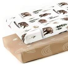 2 Packs Baby Ultra Soft Jersey Knit Changing Pad Cover, Pretty Pattern For Baby, Stylish Watercolor Flowers And And Cute Animals Prin T Change Table Pad Covers Fit 32"/34" X 16" Pads And Snug Love Valentine - Multicolor - View 11