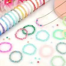 360pcs/480pcs Two-Color Gradient Crystal Imitation Jade Glass Round Beads Beaded Bracelet Making Kit For DIY Bracelets, Necklaces, Earrings, Crafts Beading Kits, Suitable For Beginners (Random Colors)
