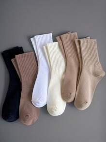 Zestaw 6 par wielokolorowych jednolitych skarpetek, najlepiej sprzedające się skarpetki sportowe unisex casual crew