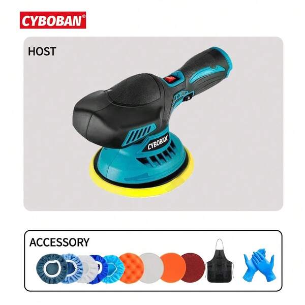 أدوات كهربائية CYBOBAN ، آلة تلميع لاسلكية تعمل بمنظومة بطارية ليثيوم، آلة تلميع كهربائية، بطارية ليثيوم قابلة للشحن، تنظيم سرعة 6 مستويات، محمولة وخفيفة الوزن، مزودة بملحقات متنوعة، بطارية ليثيوم كبيرة السعة 2.0 أمبير ساعي، يمكن التلميع السريع دون ترك أي آثار، من المستلزمات الأساسية لتجميل السيارة، واجهة شحن عالمية USB