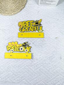 Wooden Table Decorations Independence Day Harvest Bee Festival Bee Letter Window Decorations Cartoon Ornaments Creative Desktop Dress Up,Welcome Letter Signs Wooden Table Centerpieces, Bee Themed Party Supplies Home Table Decorations For Decorating Your Tiered Trays, Kitchen, Tables, Shelves, Window Sills, Or Any Bee-Themed Area Of Your Home - Yellow - View 11