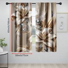 Set Of 2 Stylish Flower Curtains With Floral Patterns, Pocket Rod Window Drapes, Ideal For Bedroom And Living Room, Home And Room Decor (Rod Not Included),2D Printing,Transparent Decorative Curtains - Multicolor - View 8