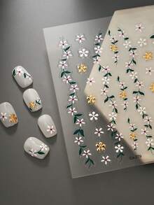 1 Pc 5D Flower Nails Art Stickers DIY Adhesive Sliders Nail Polish Manicure Sticker Decals - Multicolor - View 3