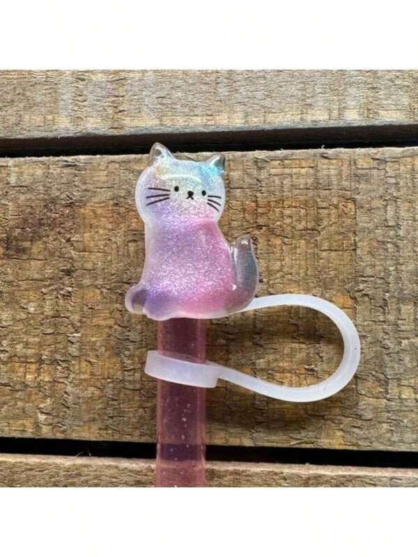 1 pièce Couvercle anti-poussière avec paille et design en paillettes de chat, convient pour un gobelet de 40 oz. Couvercle de gobelet à paille avec chat pailleté et étoiles, étanche et mignon. Convient pour la Saint-Valentin, la Fête des Mères, les réunions de famille