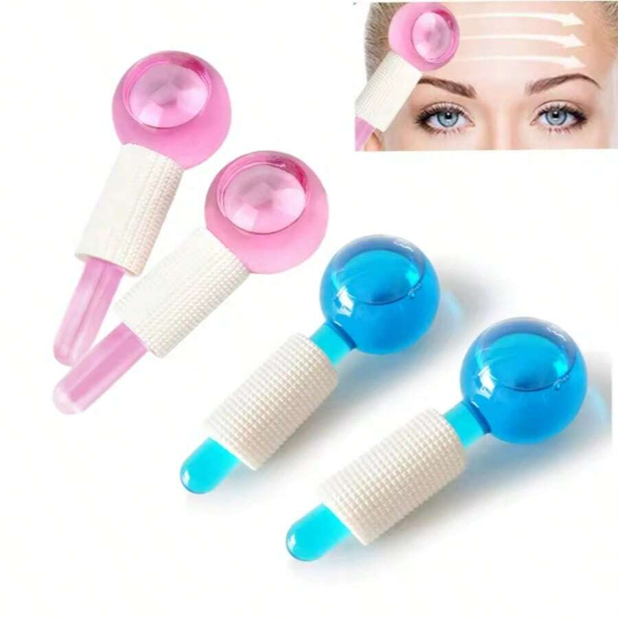 Bolas de belleza para rodillo Facial, masaje Facial frío, bolas de rodillo Facial con líquido anticongelante para reducir los hinchazones, 2 uds.