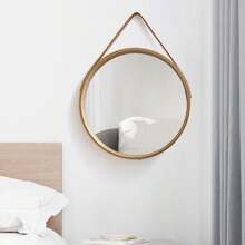 1pc Wooden Framed Wall Mount Mirror For Dorm, Vanity, Bathroom, Makeup