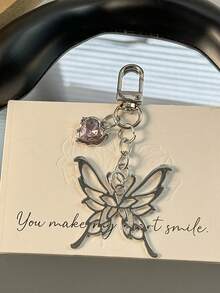 Butterfly Car Key Chain ID Card Holder Earphone Cover Luxury Handbag Charm Keyring Y2K Bows - Multicolor - View 7