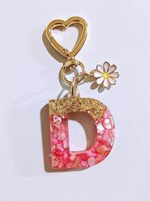 1pc Women's Beige Resin Letter Heart Shape Tassel Casual Cute Style Keychain, Creative Accessory Pendant Gift For Friends Car Accessories Bag Charm Backpack For School Goth Y2k