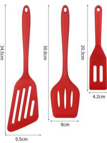 ‌3pcs Kitchen Silicone Spatula Set - Non-Stick Cookware Tools With Slotted Turner & Baking Spatulas (/Heat Resistant/Omelette Brownie) - Multicolor - View 6