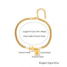 1pc Minimalist Cross & Square Letter Stainless Steel Chain Bracelet For Men, Gold Color - Yellow Gold - View 2