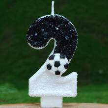 1pc Birthday Candle Number, Football Design Numeral 0-9 Candle, Romantic Party Preferred Digital Candle For Birthday Cake Decoration, Holiday Anniversary Party Cake Numeral Candle, Shiny Digit,Wedding - Black and White - View 16