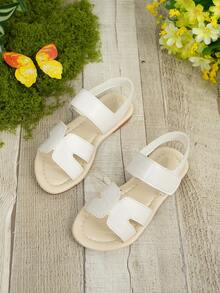 2025 Top Selling Children's Breathable Mesh Splicing Sneakers Solid Color Striped Round Toe Low Top Hook And Loop Flat Sneakers - White - View 2