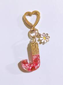 1pc Women's Beige Resin Letter Heart Shape Tassel Casual Cute Style Keychain, Creative Accessory Pendant Gift For Friends Car Accessories Bag Charm Backpack For School Goth Y2k