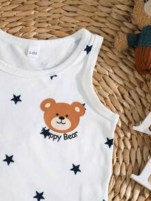 男婴 3 件套卡通熊印花圆领背心 - 彩色 - 查看 4