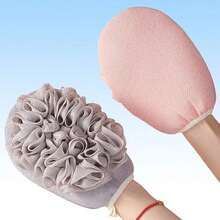 两用浴巾，纱线细密，背部柔软，不伤皮肤，2 合 1 女士浴巾手套 - 雙面2合一 - 查看 2