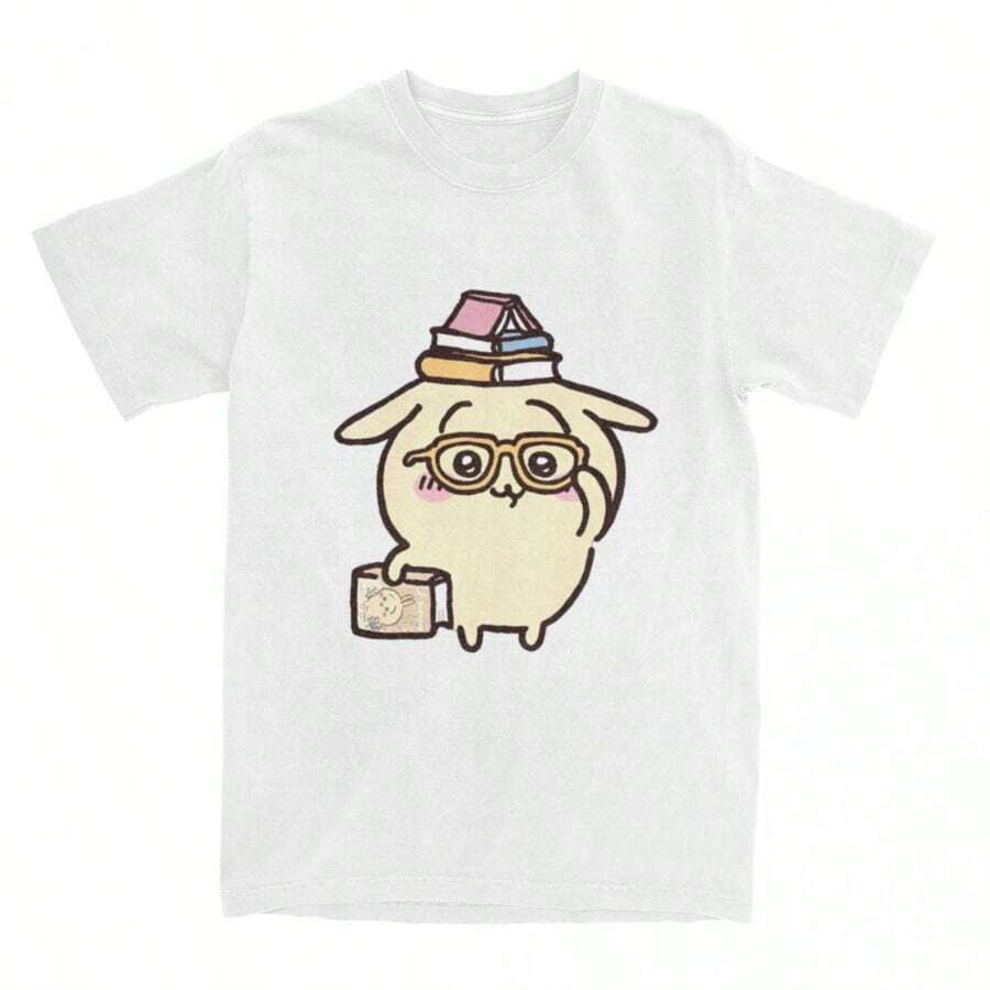 Chiikawas Anime Japan Cute Cartoon Y2K T-Shirt Japan Mniniso T-Shirts Vintage Tshirt Summer 100 Cotton Round Neck Tee - 白色 - 查看 1