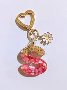 1pc Women's Beige Resin Letter Heart Shape Tassel Casual Cute Style Keychain, Creative Accessory Pendant Gift For Friends Car Accessories Bag Charm Backpack For School Goth Y2k