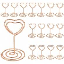 5pcs Mini Place Card Holders, Wire Table Picture Photo Holders With Heart Shaped Menu Memo Clips For Wedding Favors - Rose Gold - View 10
