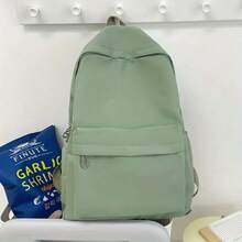 Mochila escolar impermeable para mujeres, gran capacidad, mochila escolar con cremallera suave, color sólido, mochila casual para adolescentes, suministro para estudiantes - Gris - Ver 9